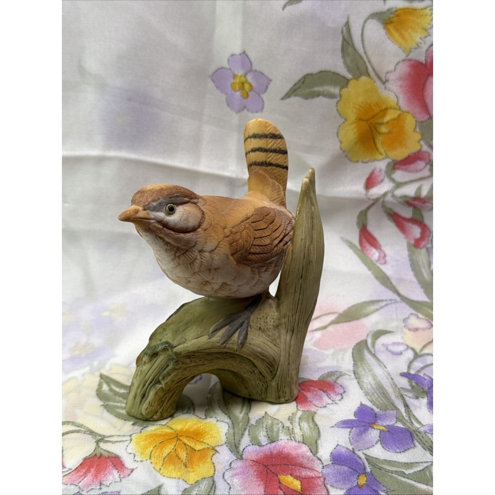 Vintage Ceramic Bird on Tree Branch Figurine 4" Decorative Collectible